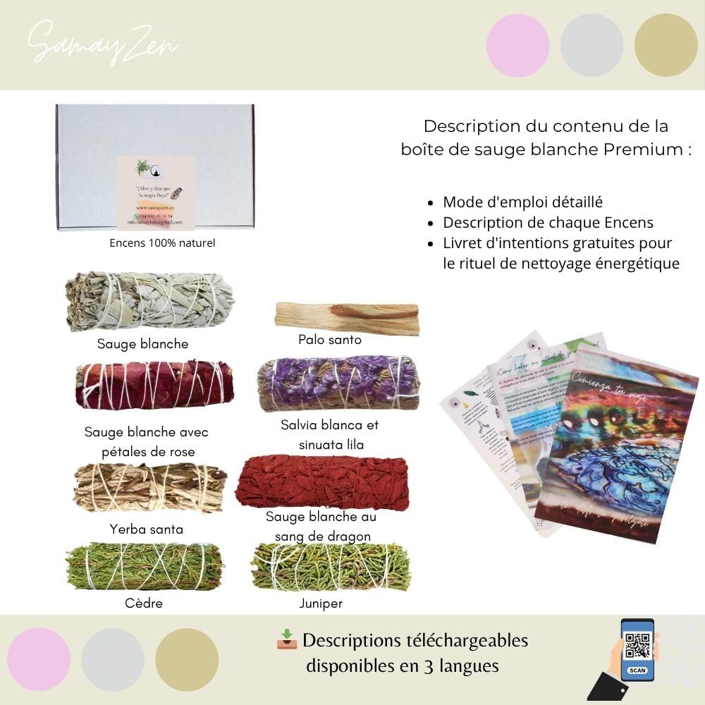 Kit Sahumerios Naturales – Salvia Blanca, Palo Santo, Rosas y Hierbas para Limpieza Energética, Meditación y Bienestar Espiritual