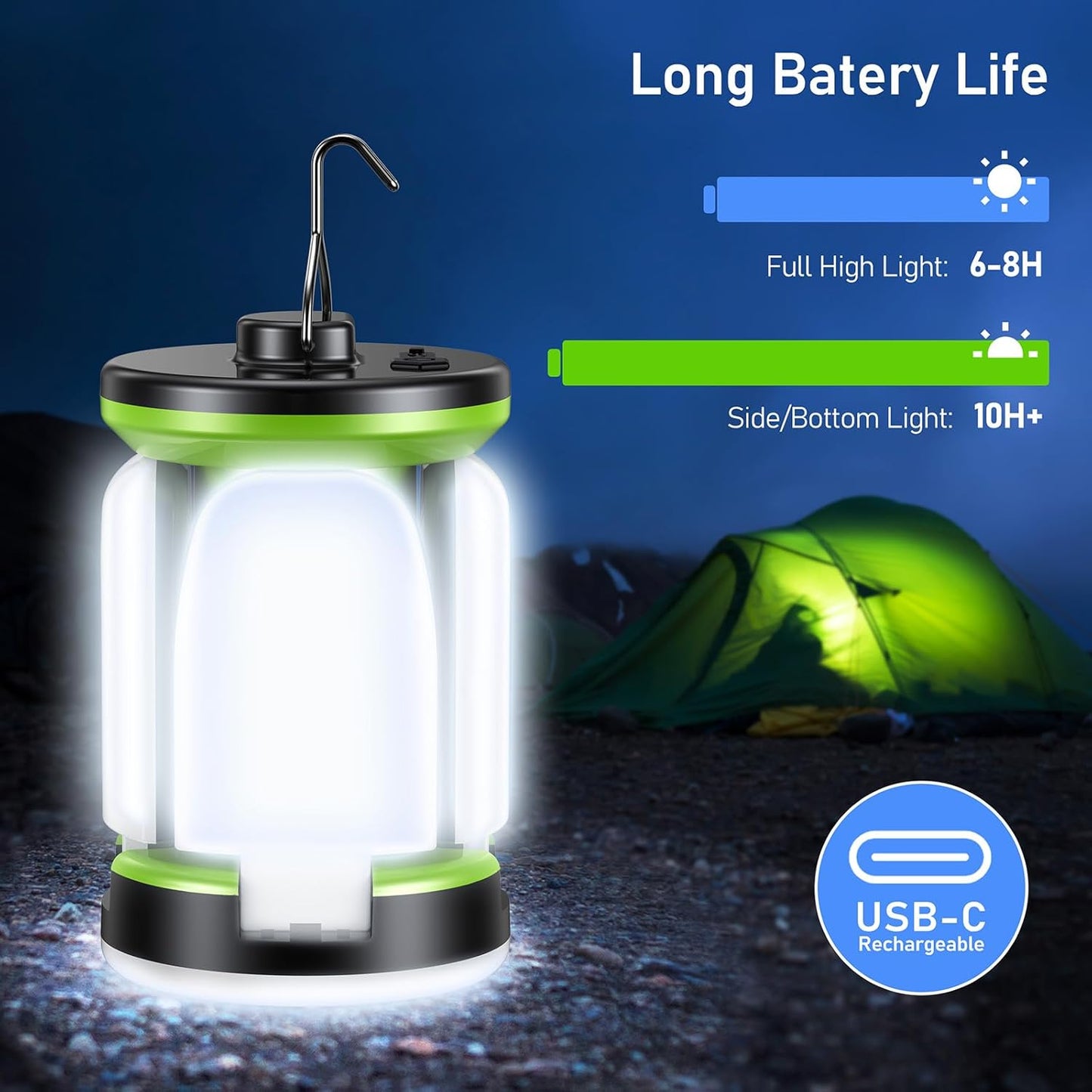 Lámpara LED camping recargable | Luz potente y versátil para exteriores