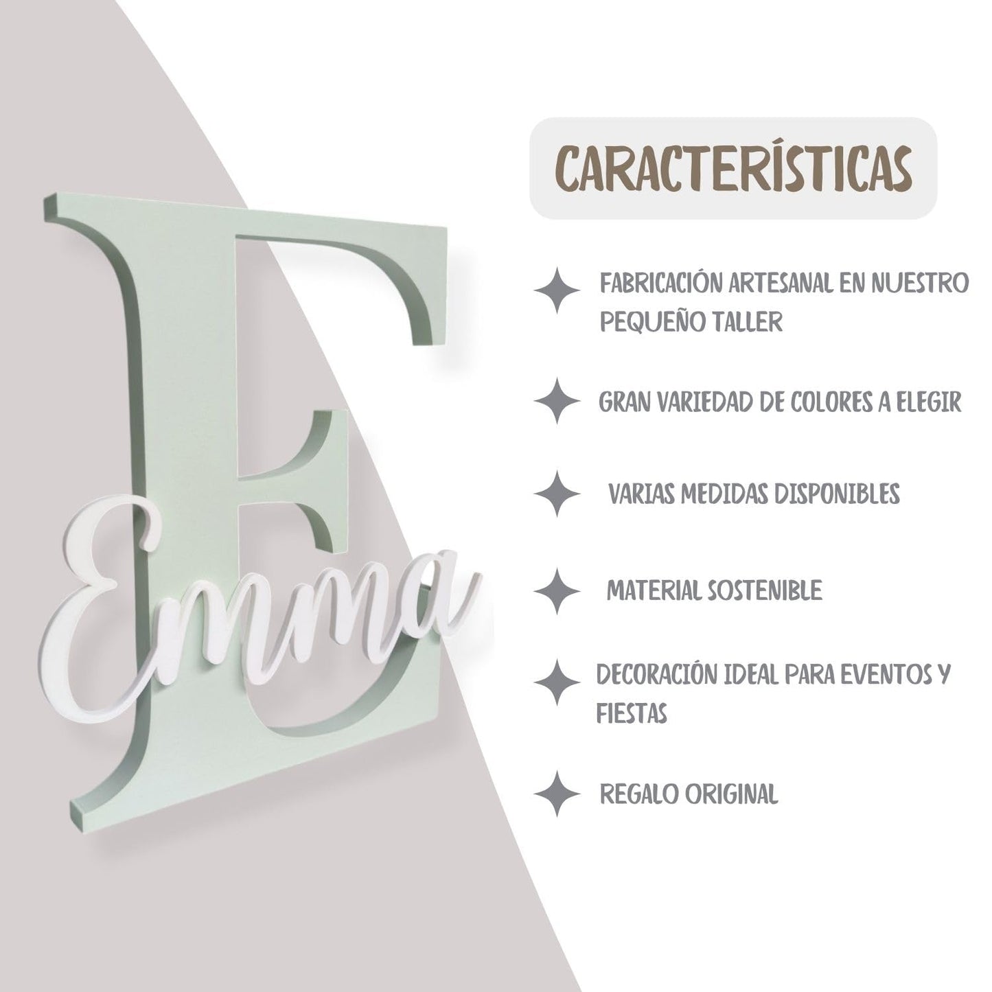 Nombre decorativa personalizada madera