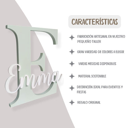 Nombre decorativa personalizada madera