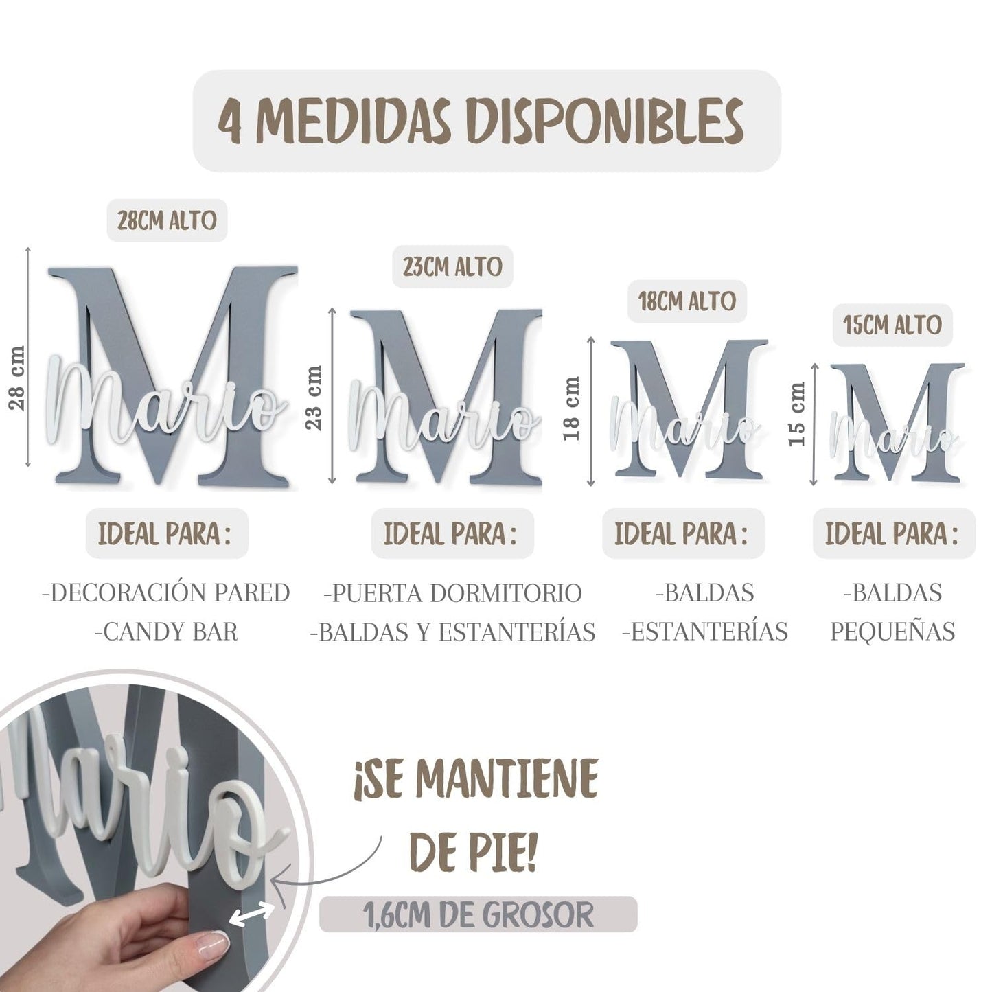 Nombre decorativa personalizada madera