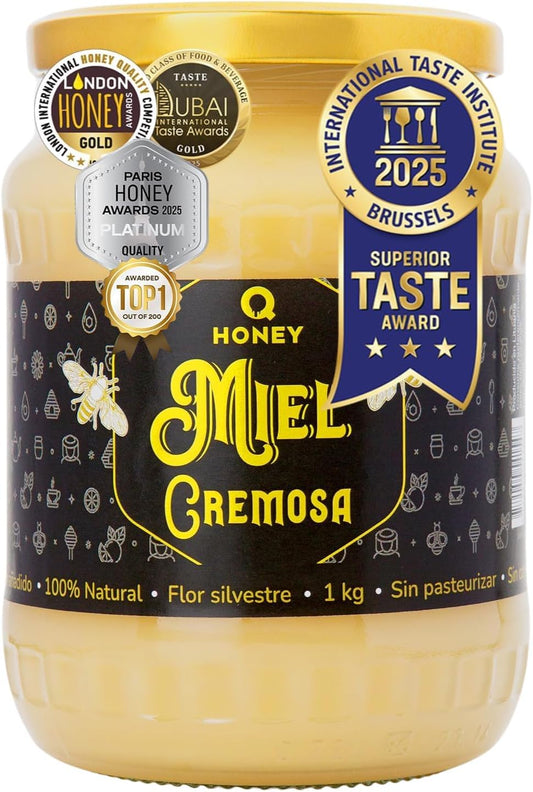 Miel cremosa de flor silvestre – 100% natural, sin pasteurizar, textura suave y nutritiva.