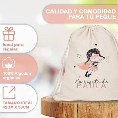 Pack Mochila Infantil + Neceser Personalizados | Algodón Orgánico | Guardería y Meriendas