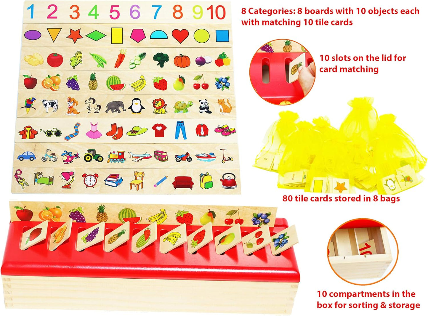 TOWO Juguete Montessori de Madera | Clasificación y Categorización | Juguete Educativo para Bebés 1 Año