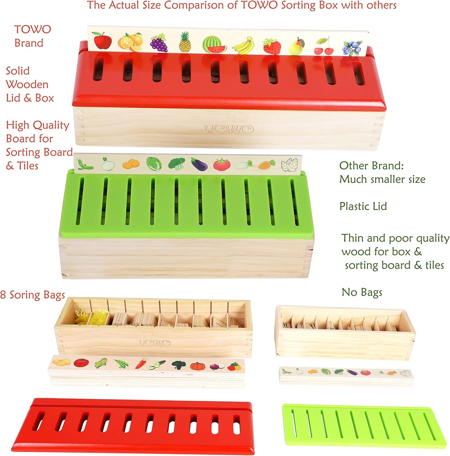TOWO Juguete Montessori de Madera | Clasificación y Categorización | Juguete Educativo para Bebés 1 Año
