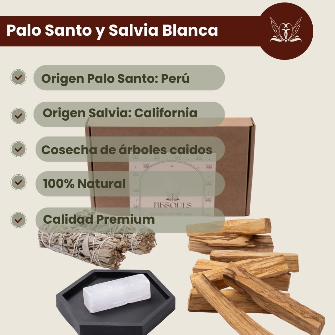 Salvia Blanca y Palo Santo – Kit de Limpieza Energética para Meditación y Purificación Espiritual