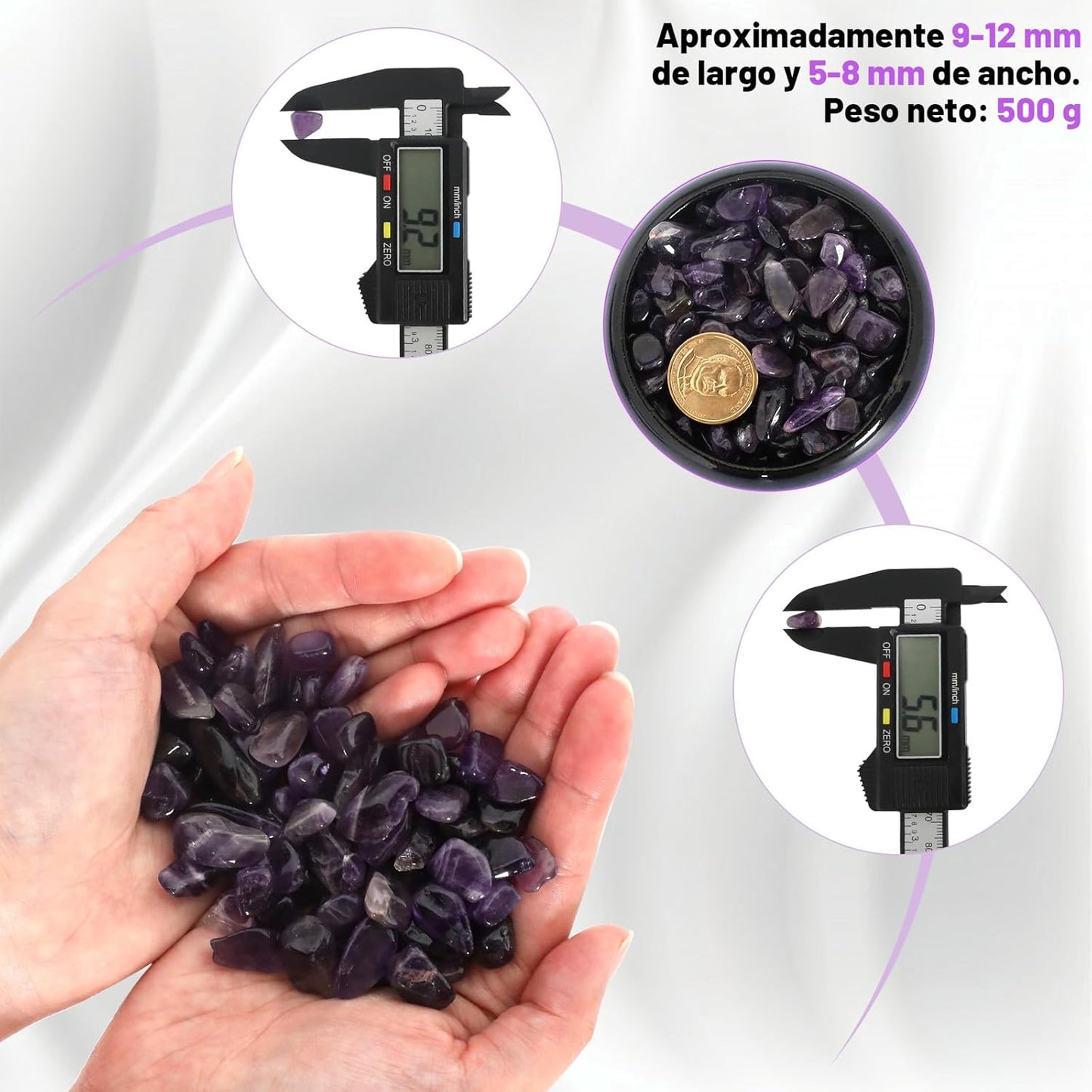 Piedras amatista naturales 500 g – Cristales energéticos para agua, rituales y meditación.
