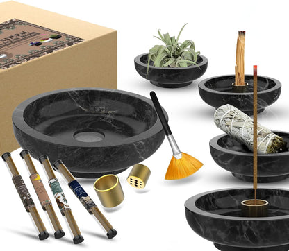 Quemador de Incienso de Mármol | Para Palo Santo, Varillas, Conos y Sahumos | Ritual de Limpieza Energética