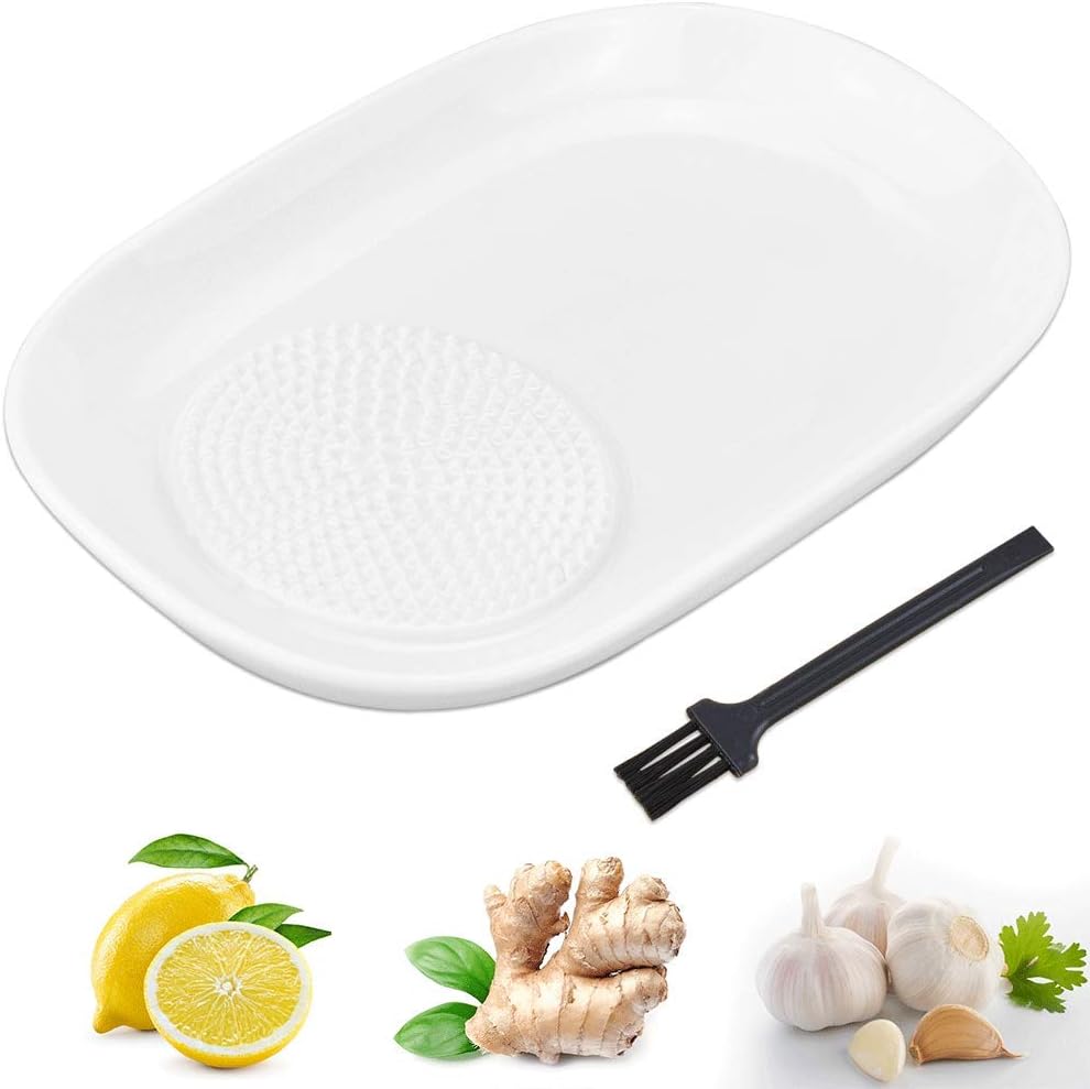 Rallador de cerámica esmaltada con cepillo – ideal para jengibre, ajo y limón. Conserva nutrientes y aceites esenciales.

