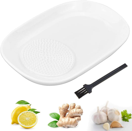 Rallador de cerámica esmaltada con cepillo – ideal para jengibre, ajo y limón. Conserva nutrientes y aceites esenciales.


