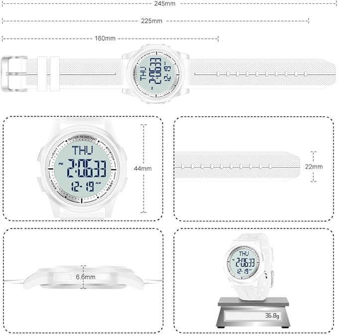 Reloj digital impermeable con cronómetro y alarma | Ultra delgado y versátil
