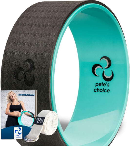 Rueda de yoga Pete’s Choice con correa y guía – flexibilidad, estiramientos y posturas de yoga.
