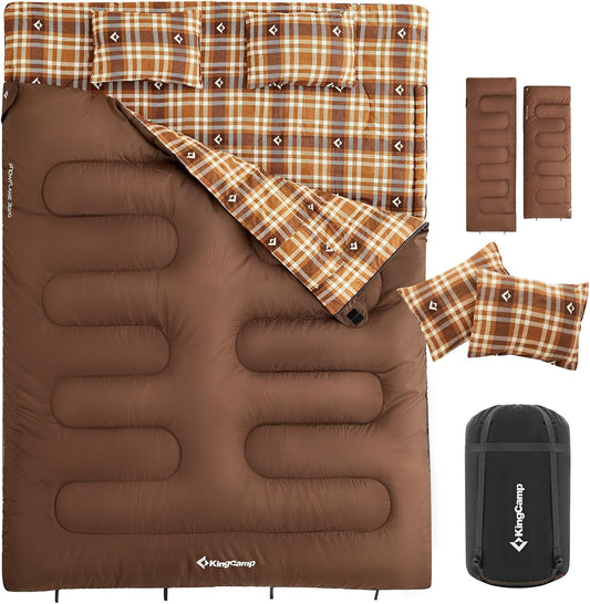 Saco de dormir doble Queen + almohadas | Comodidad y calor para dos bajo las estrellas