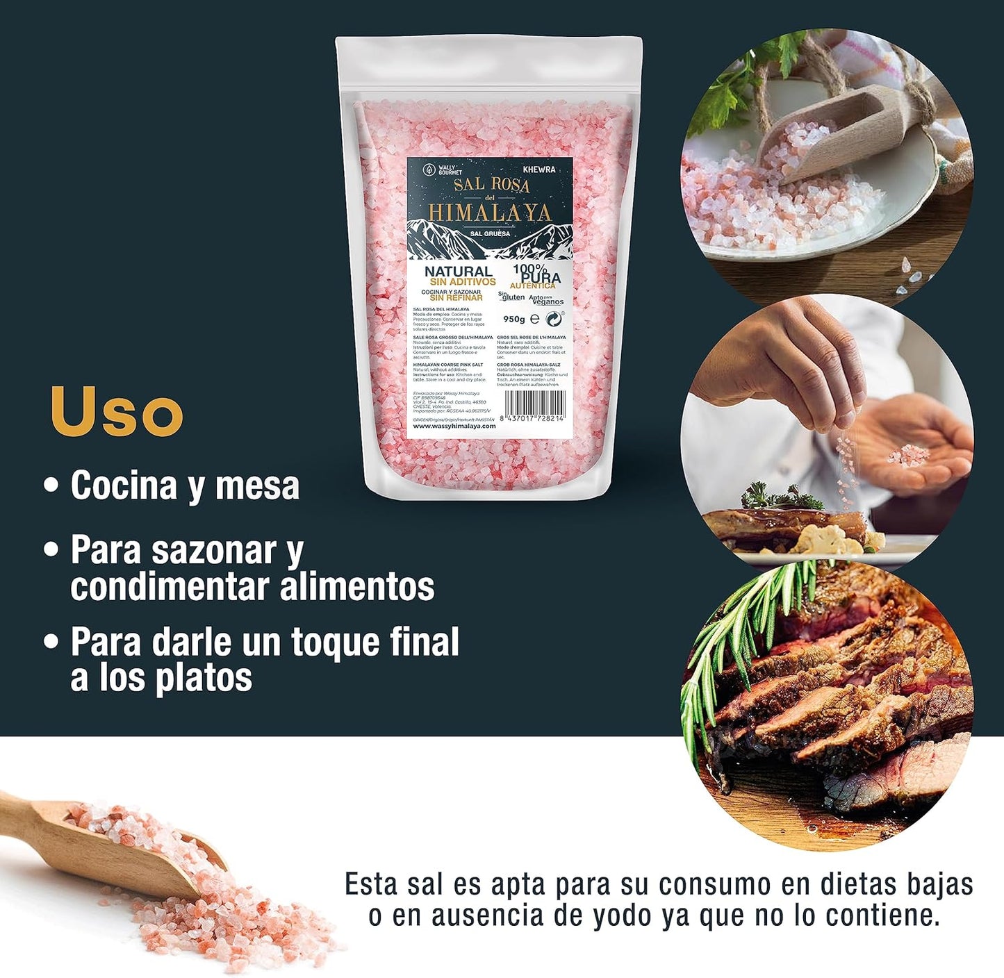 Sal rosa del Himalaya gruesa sin refinar | Mineral original puro