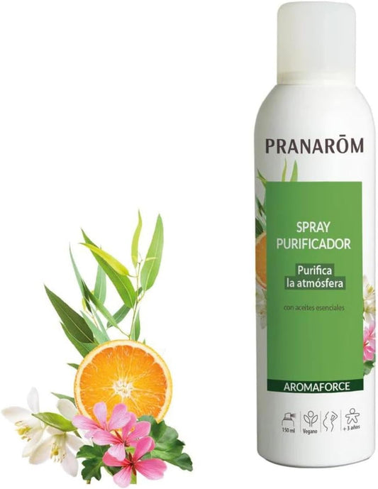 Spray purificador de ambiente Pranarôm Aromaforce con aceites esenciales – aire limpio y natural para el hogar y meditación.